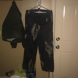 Black camo mossy oak hunting pants